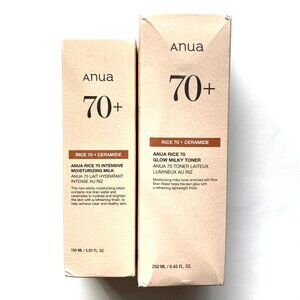 Anua Rice 70+ Ceramide Glow Milky Toner & Intensive Milk, NIB